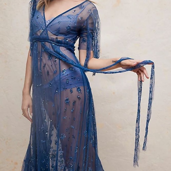 Free People Sascha Sheer Mesh Sequin Maxi Dress-A700 - Picture 1 of 5